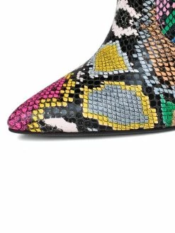 Women Boots Pointed Toe Chunky Heel PU Leather Green Knee High Boots -winter shoes Sales 2023 202110161543292817998