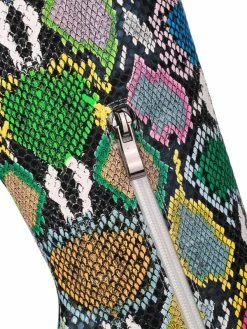 Women Boots Pointed Toe Chunky Heel PU Leather Green Knee High Boots -winter shoes Sales 2023 202110161543299286069