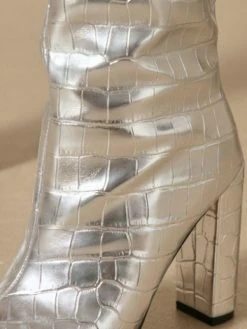 Women Booties Pointed Toe Chunky Heel PU Leather Blond Knee-High Boots -winter shoes Sales 2023 202110181708023348916