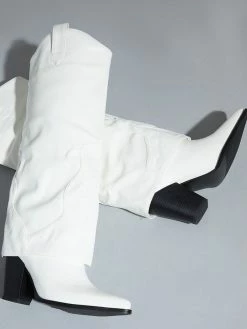 Women Boots Pointed Toe Chunky Heel PU Leather Black Knee-High Boots -winter shoes Sales 2023 202110181708121735926