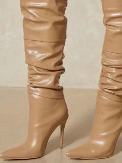 Women Over The Knee Boots Stiletto Heel Pointed Toe PU Leather Thigh High Boots -winter shoes Sales 2023 202110181708181148883