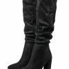 Women Boots Chunky Heel Pointed Toe Micro Suede Martin Boots Knee High Boots