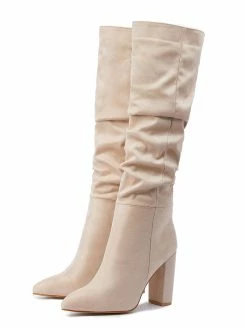 Women Boots Chunky Heel Pointed Toe Micro Suede Martin Boots Knee High Boots -winter shoes Sales 2023 202110271509028487131