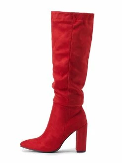 Women Boots Chunky Heel Pointed Toe Micro Suede Martin Boots Knee High Boots -winter shoes Sales 2023 20211027150903503565