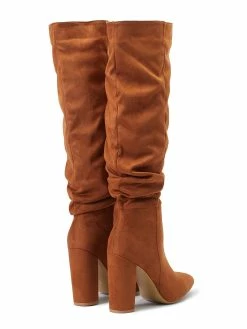 Women Boots Chunky Heel Pointed Toe Micro Suede Martin Boots Knee High Boots -winter shoes Sales 2023 202110271509041445161