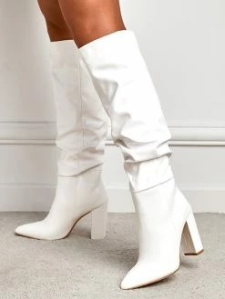 Women Boots Black Chunky Heel Pointed Toe Martin Boots Knee High Boots -winter shoes Sales 2023 202110271509069179597