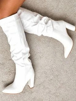 Women Boots Black Chunky Heel Pointed Toe Martin Boots Knee High Boots -winter shoes Sales 2023 202110271509072312502