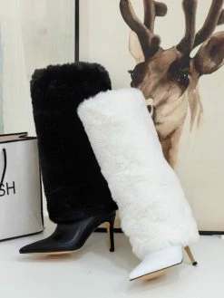 Women Boots Stiletto Heel Pointed Toe Black Knee-High Boots 8 Women Boots Stiletto Heel Pointed Toe Black Knee-High Boots -winter shoes Sales 2023 202112061803491295773
