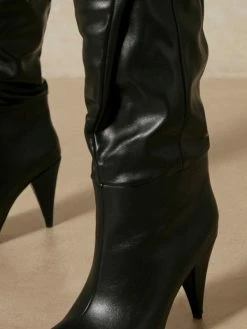 Women Boots Stiletto Heel Pointed Toe PU Leather Chocolate Brown Knee-High Boots -winter shoes Sales 2023 202112061803539688898