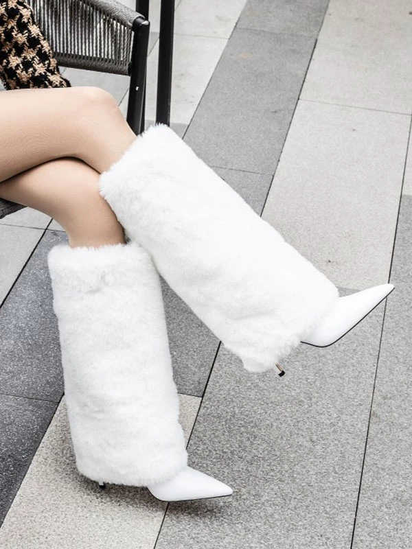 Women Boots Stiletto Heel Pointed Toe Black Knee-High Boots 2 Women Boots Stiletto Heel Pointed Toe Black Knee-High Boots - Image 2