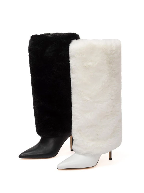 Women Boots Stiletto Heel Pointed Toe Black Knee-High Boots 5 Women Boots Stiletto Heel Pointed Toe Black Knee-High Boots - Image 5