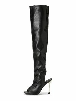 Women Over The Knee Boots Stiletto Heel Pointed Toe Platform Black Thigh High Boots