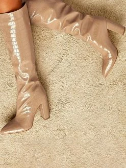 Women Boots Chunky Heel Pointed Toe PU Leather Deep Green Knee High Boots 12 Women Boots Chunky Heel Pointed Toe PU Leather Deep Green Knee High Boots -winter shoes Sales 2023 202201251201201644814