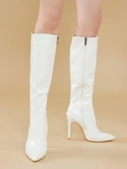 Women Boots Red Stiletto Heel Pointed Toe Knee High Boots -winter shoes Sales 2023 202201251201250365392