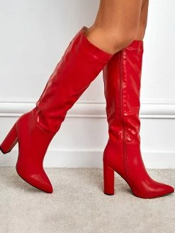 Women's PU Leather Chunky Heel Knee-High Boots -winter shoes Sales 2023 202206161128491377453