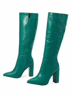 Women's PU Leather Chunky Heel Knee-High Boots -winter shoes Sales 2023 20220616112849826623