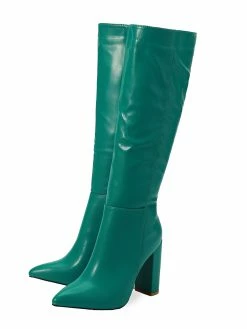 Women's PU Leather Chunky Heel Knee-High Boots -winter shoes Sales 2023 202206161128501192450