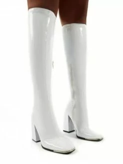 Women's Knee High Boots Patent PU Upper Chunky Heel Boots -winter shoes Sales 2023 202206231427286885171