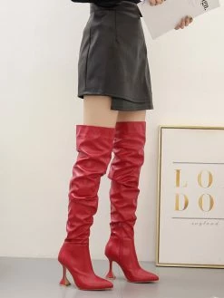 Women's Goblet Heel Thigh High Boots PU Leather -winter shoes Sales 2023 202207181830453735297