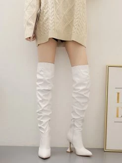Women's Goblet Heel Thigh High Boots PU Leather -winter shoes Sales 2023 202207181830458913061