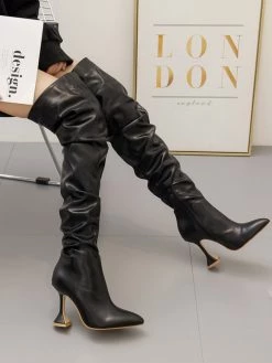 Women's Goblet Heel Thigh High Boots PU Leather -winter shoes Sales 2023 2022071818304630169