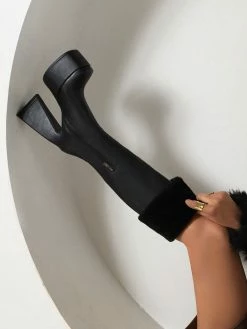 Women's Knee High Boots White Platform Square Toe PU Leather Chunky Heel Knee Boots -winter shoes Sales 2023 202208031753424584091