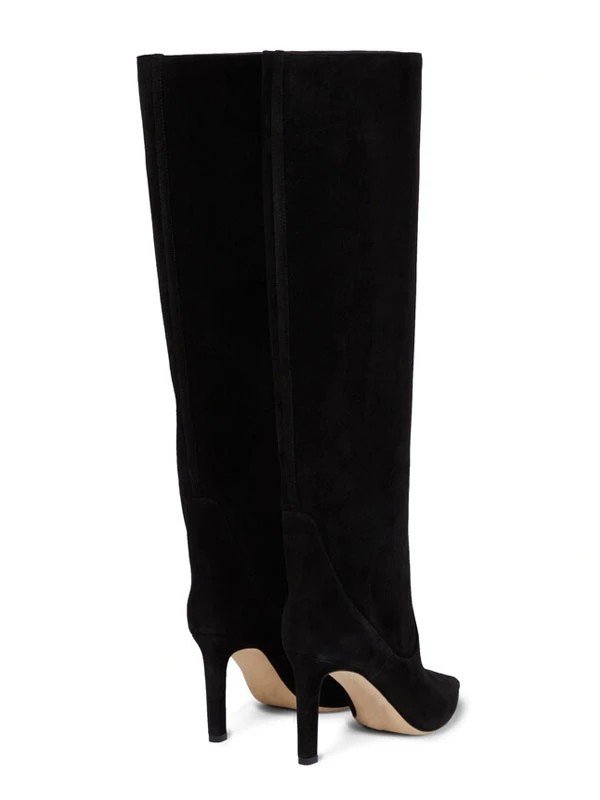 Women's Knee High Boots Black Stiletto Heel Wide Calf Boots 4 Women's Knee High Boots Black Stiletto Heel Wide Calf Boots - Image 4