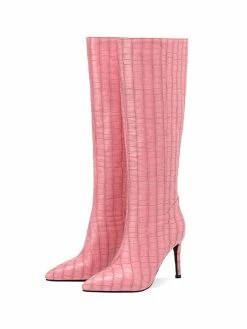 Women's Knee Boots PU Leather Stiletto Heel Knee High Boots
