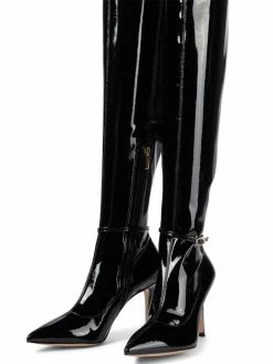 Women's Tigh High Boots Black Pointed Toe Stiletto Heel Bright Leather Over The Knee Boots -winter shoes Sales 2023 20220803175608987860