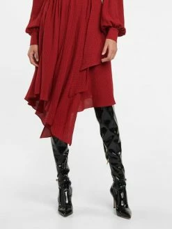 Women's Tigh High Boots Black Pointed Toe Stiletto Heel Bright Leather Over The Knee Boots -winter shoes Sales 2023 202208031756095702666