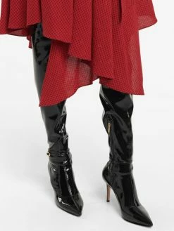 Women's Tigh High Boots Black Pointed Toe Stiletto Heel Bright Leather Over The Knee Boots -winter shoes Sales 2023 202208031756101577933