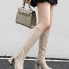 Women's Patent PU Upper Chunky Heel Knee-High Boots