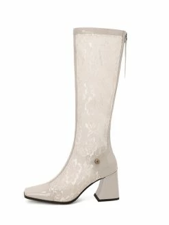 Women's Patent PU Upper Chunky Heel Knee-High Boots -winter shoes Sales 2023 202208041416373968601