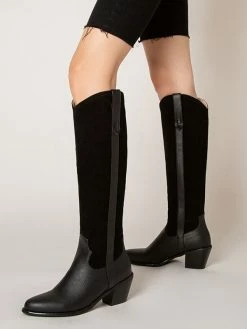 Women's Western Boots Patchwork Chunky Heel Knee High Boots -winter shoes Sales 2023 202208041416397459054