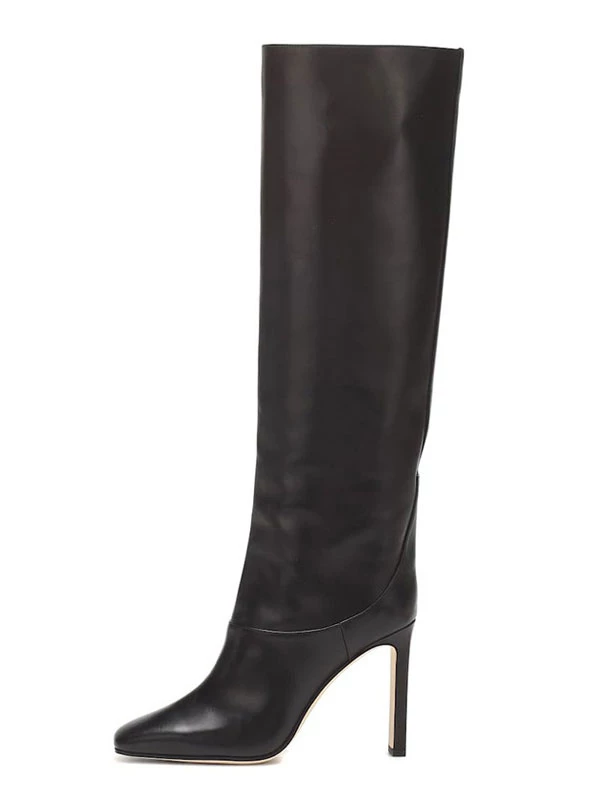 Women's Wide Calf Boots Burgundy Pointed Toe Chunky Heel Knee High Boots 8 Women's Wide Calf Boots Burgundy Pointed Toe Chunky Heel Knee High Boots - Image 8