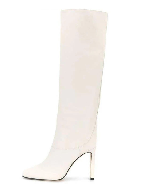 Women's Wide Calf Boots Burgundy Pointed Toe Chunky Heel Knee High Boots 6 Women's Wide Calf Boots Burgundy Pointed Toe Chunky Heel Knee High Boots - Image 6