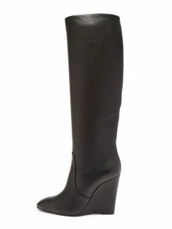 Women's PU Leather Wedge Heel Knee-High Boots