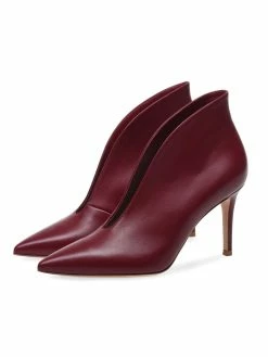 High Heel Booties Burgundy Pointed Toe Stiletto Heel Ankle Boots