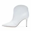 White Ankle Boots Women PU Leather Pointed Toe High Heel Booties
