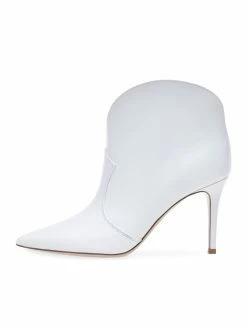 White Ankle Boots Women PU Leather Pointed Toe High Heel Booties