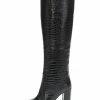 Women's Knee Length Boots Black Pointed Toe High Heel Boots