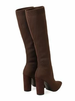 Women's Elastic Boots Black Chunky Heel Knee High Boots -winter shoes Sales 2023 202209080926203386241