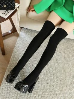 Women's Thigh High Boots Platform Round Toe Stiletto Heel Ovee The Knee Boots -winter shoes Sales 2023 202209101613106357855