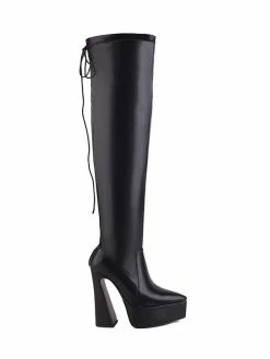 Women's Thigh High Boots Platform Pointed Toe Chunky Heel Lace Up Over The Knee Boots 16 Women's Thigh High Boots Platform Pointed Toe Chunky Heel Lace Up Over The Knee Boots -winter shoes Sales 2023 202209101616535864661
