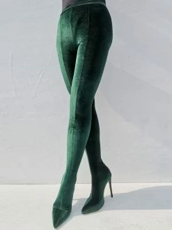 Women's Elastic Pant Shoes Suede Stiletto Heel Thigh High Boots