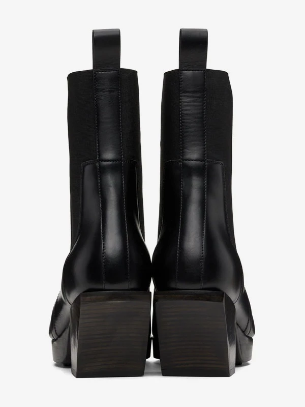 Men's High Heel Boots Black Faux Fur Square Toe Chelsea Boots 4 Men's High Heel Boots Black Faux Fur Square Toe Chelsea Boots - Image 4