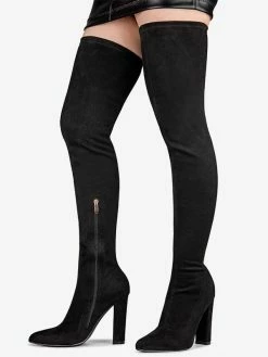 Women's Tigh High Boots Pointed Toe Chunky Heel Elastic Fabric 13 Women's Tigh High Boots Pointed Toe Chunky Heel Elastic Fabric -winter shoes Sales 2023 202210111432265373330