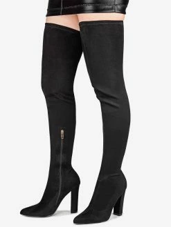 Women's Tigh High Boots Pointed Toe Chunky Heel Elastic Fabric 12 Women's Tigh High Boots Pointed Toe Chunky Heel Elastic Fabric -winter shoes Sales 2023 202210111432268656690