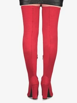 Women's Tigh High Boots Pointed Toe Chunky Heel Elastic Fabric 16 Women's Tigh High Boots Pointed Toe Chunky Heel Elastic Fabric -winter shoes Sales 2023 202210111432271813021