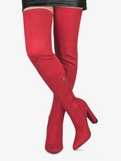 Women's Tigh High Boots Pointed Toe Chunky Heel Elastic Fabric 15 Women's Tigh High Boots Pointed Toe Chunky Heel Elastic Fabric -winter shoes Sales 2023 202210111432274897534